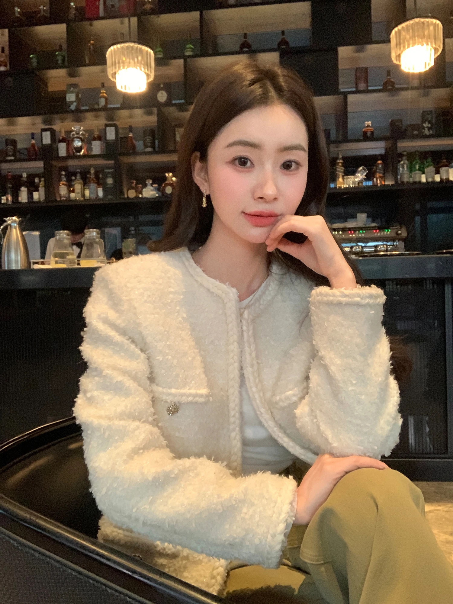 

Ele ort Miu Sle Perfume Wind Coat for Women Pusumede Anna Aosphere Exquisite Tassel Detailing Casual Sle Polyeste...