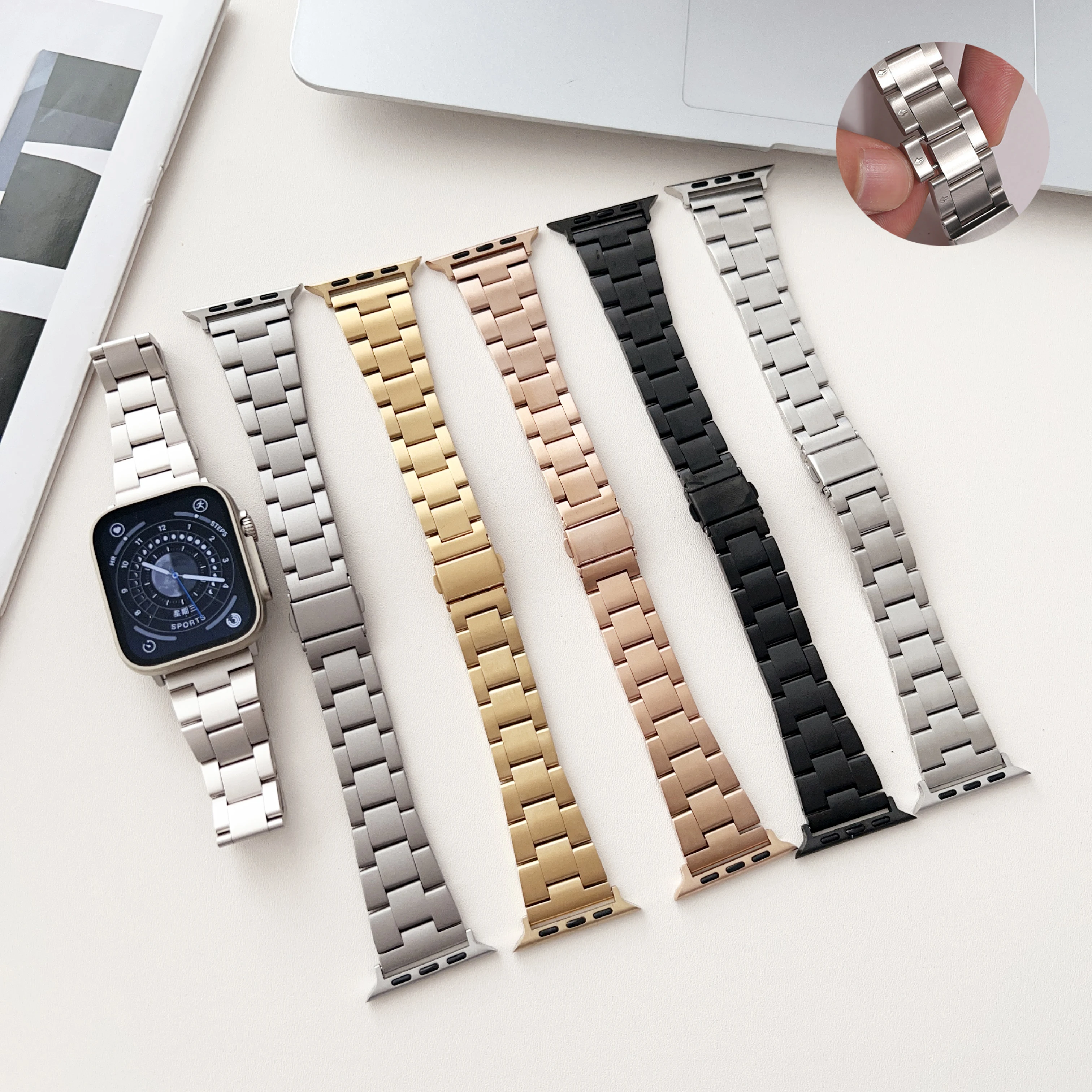 

Ремешок из нержавеющей стали для Apple Watch Band 49 мм 45 мм 41 мм 40 мм 44 мм, металлический браслет для iwatch series Ultra 8 7 6 5 SE 4 3