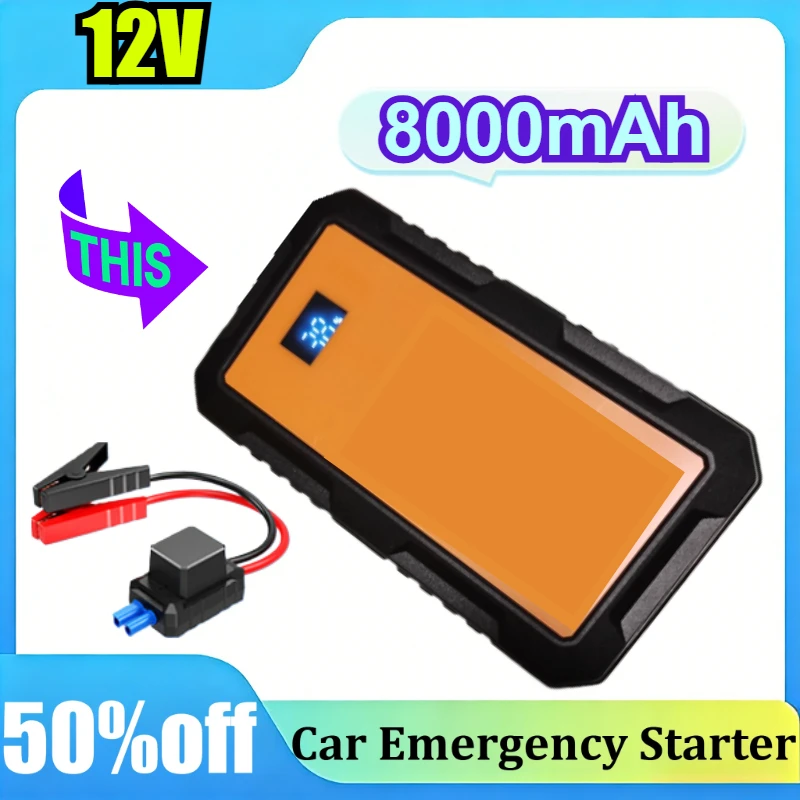 

12V 8000mAh Car Jump Starter with Digital Display Portable Power Bank Charger Auto Emergency Starting Device Battery Booster