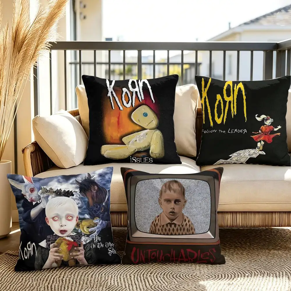 K-Korn Rock Band Cushion Cover Soft Short Plush Throw Pillow Cover Decorative Cushion Case for Sofa Bedroom Home Decor Gift