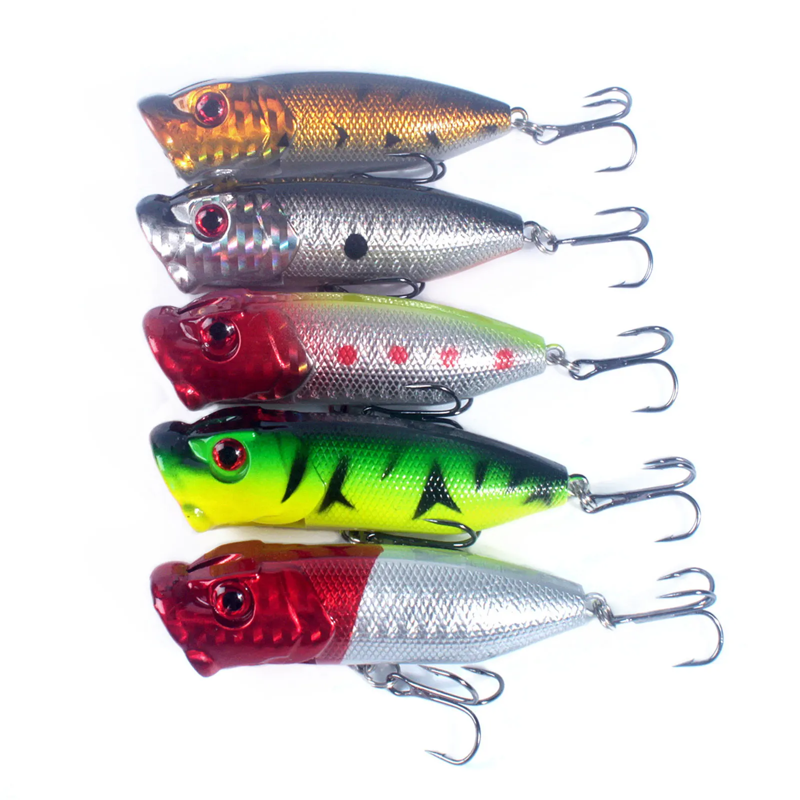 

Fishing Lures Hard Bait Lifelike Lures Crankbait 3D Fishing Eyes Popper with 6 Hooks