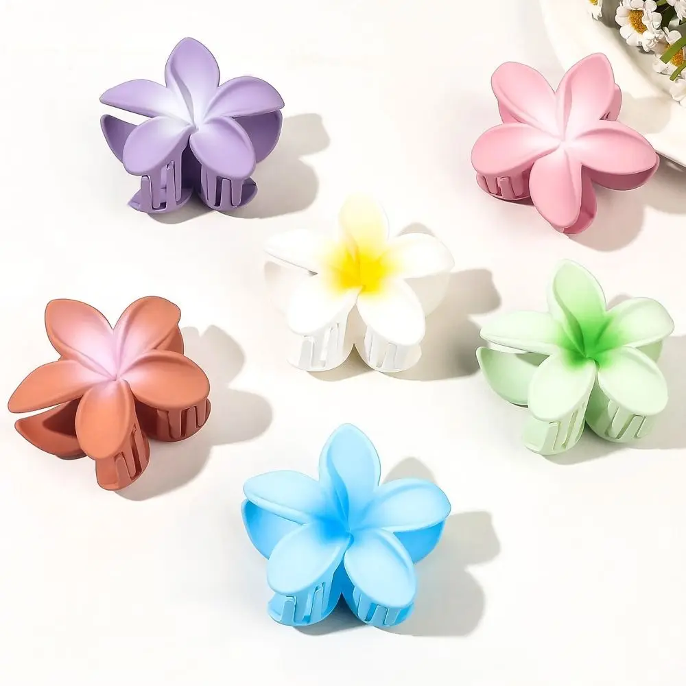 Sweet Hair Clip Frangipani Hair Clips Plumeria Transparent Color Flower Hair Clip Ins Style Gradient Disk Hair Shark Clip