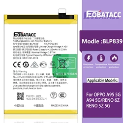 EOTABACC 100% New Original Battery BLP839 For OPPO A95 5G /A94 5G/RENO 5Z 5G/RENO 6Z Battery + Free Tools