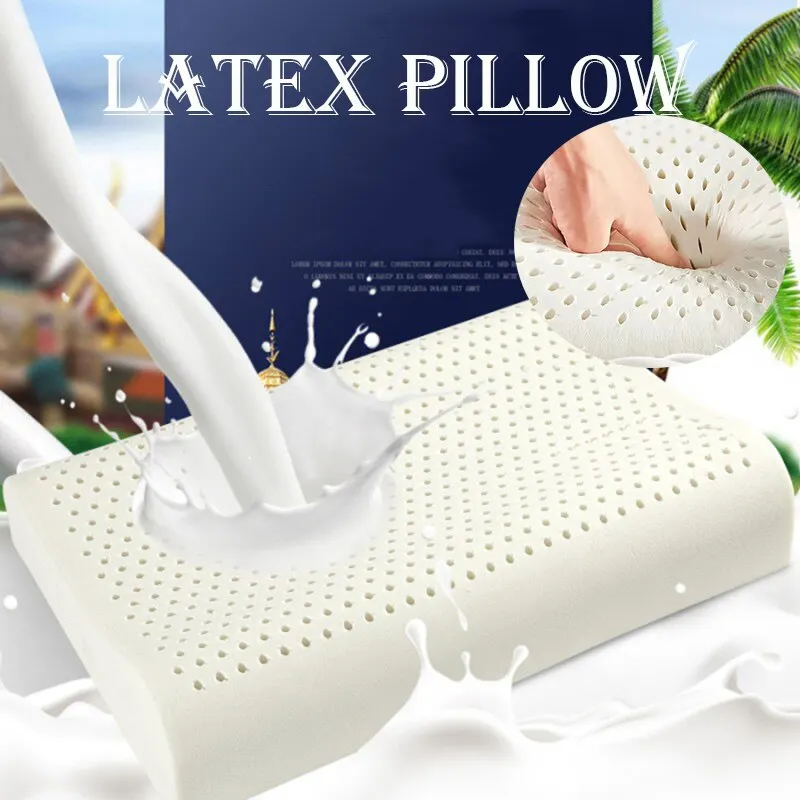 Almohada de látex transpirable para adultos, cojín de goma con núcleo, diseño ergonómico de contorno, ayuda para dormir, cómodo, nido de abeja suave, Tailandia