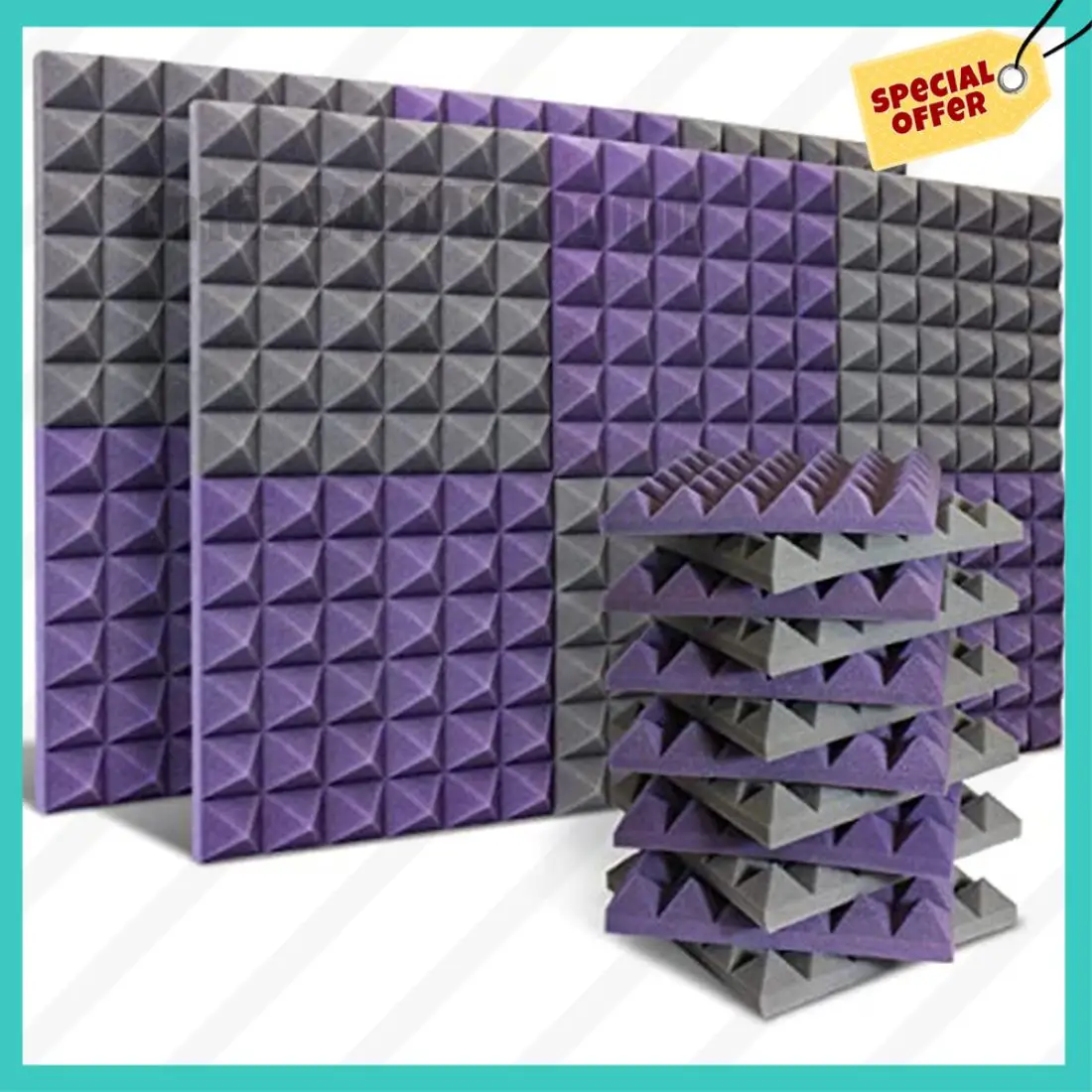 -ABJZ 24 Pack Acoustic Panels,Sound Proof Foam Panels,Studio Soundproofing Wedges,Wall Reduce Noise Foam,For Music Studio,Etc