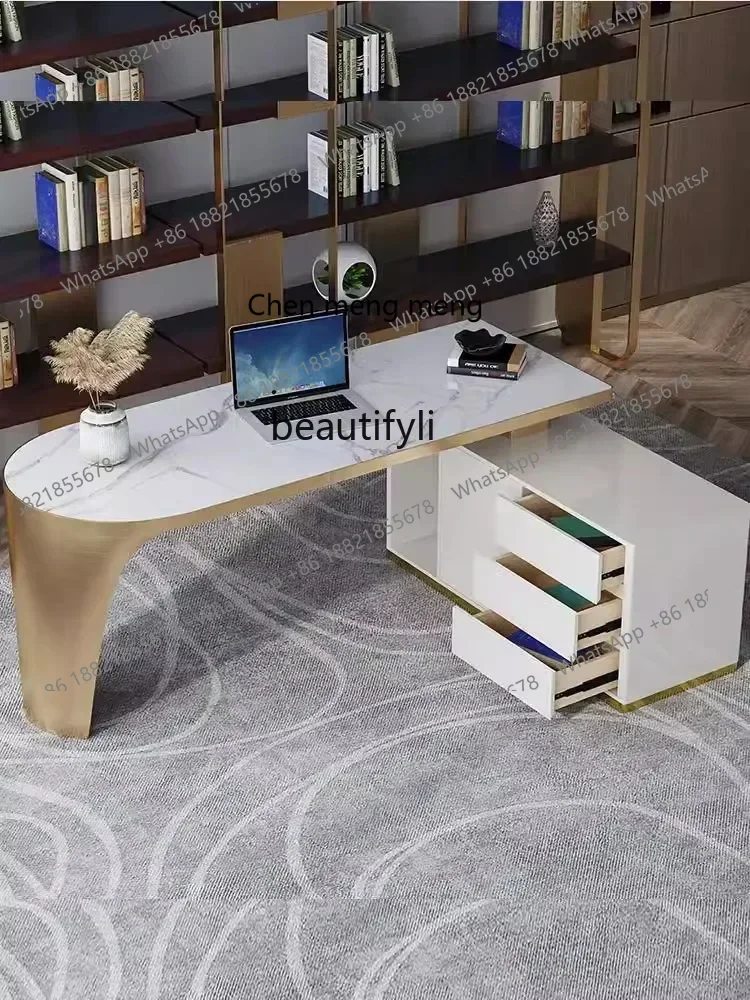 

X Light Luxury Stone Plate Desk Home Workbench Simple Desk Desktop Computer Table and Chair Combination