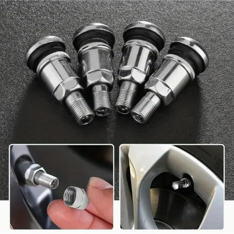 4pcs All-Steel Explosion-Proof TR525 Vacuum Tire Valves 11.3 Bore Universal Automobile Motorcycle Tire Valves Modified Valve