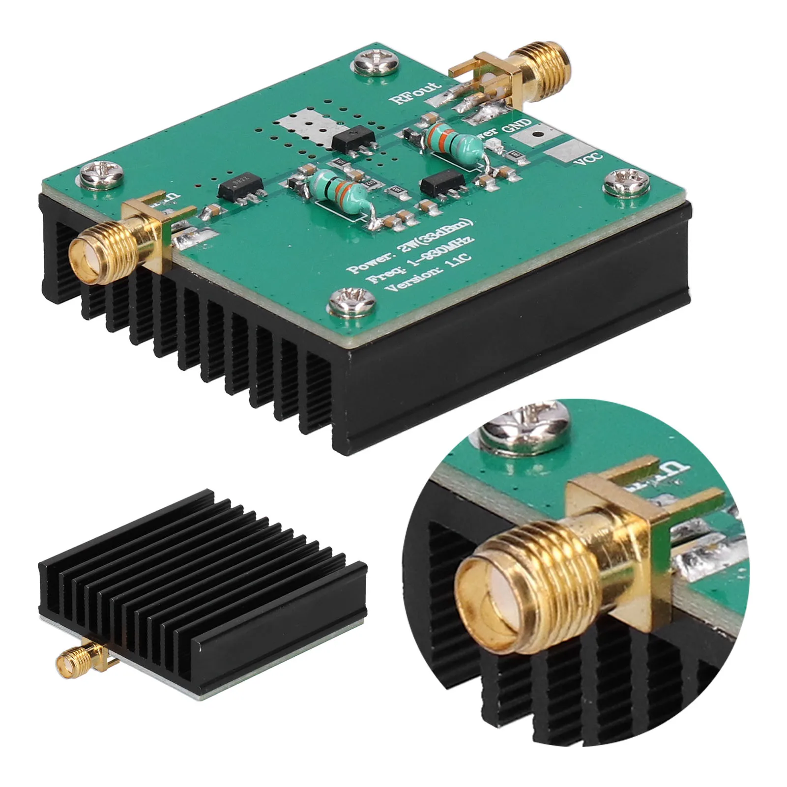 

Широкополосный усилитель мощности RF 12VDC, модуль усиления, рабочая частота 1-930 МГц, мощность 2.0 Вт, широкополосный усилитель RF