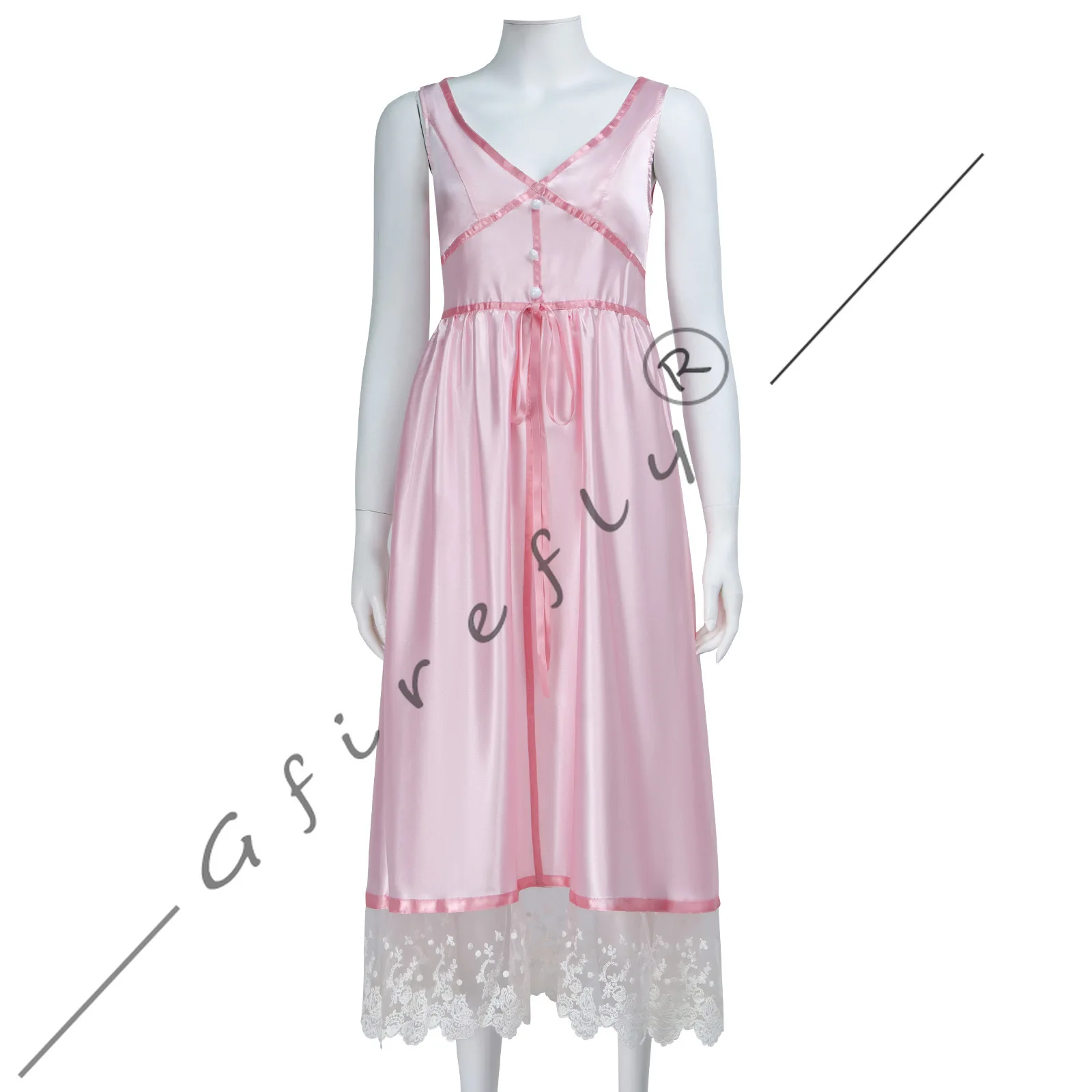 ゲームファイナルファンタジー VII エアリス・ゲインズブールコスプレ衣装 FF7 キャラクターピンクドレスコートウィッグセットハロウィンパーティーコスチューム