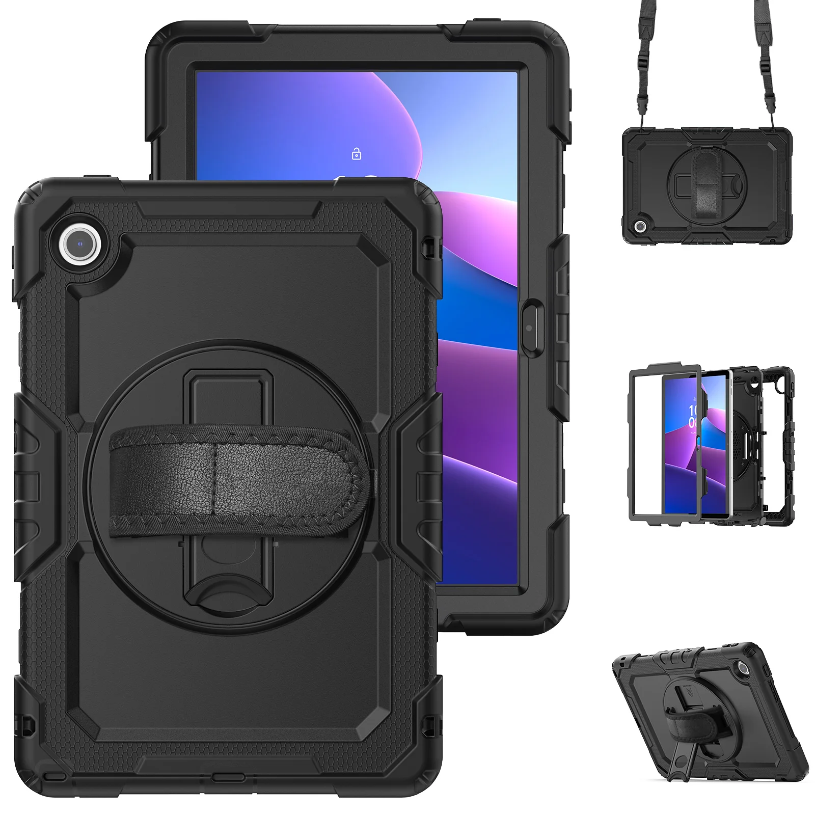 

For Lenovo Tab 10.1 K10C 2025 Model TB-311XU TB-311FU 360 Rotatable Stand Armor Cover Capa With Screen Protector Heavy Duty Case