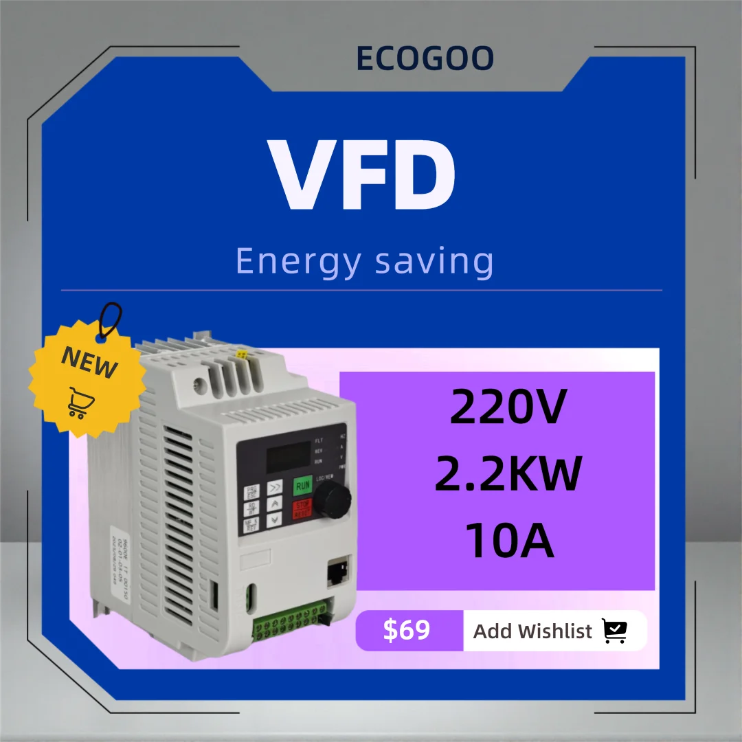 220V Single Phase to 3 Phase VFD Inverter 1.5KW-11KW Variable Frequency Drive Converter Stable Performance for AC Motor