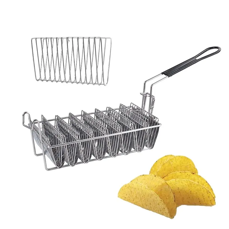 ABYP Taco Basket Holds 8 Shell Deep Fryer Taco Holder Baskets Taco Fry With Grip Handle French Fries Frying Fried Basket Tool