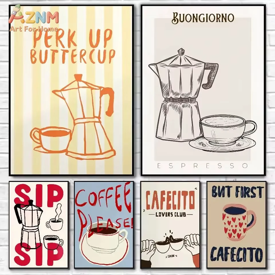 

1 шт. Современный ретро-винтажный постер с кофе, HD, для домашнего декора, водонепроницаемый, для гостиной, бара, эстетичный декор