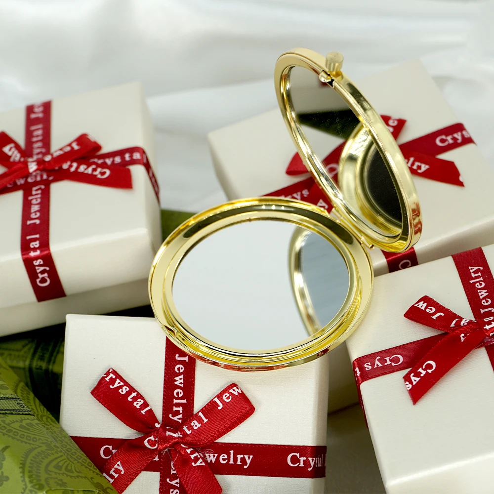 Espelho de maquiagem compacto personalizado com caixa de presente espelho de bolso personalizado favores de casamento lembranças damas de honra presentes de natal