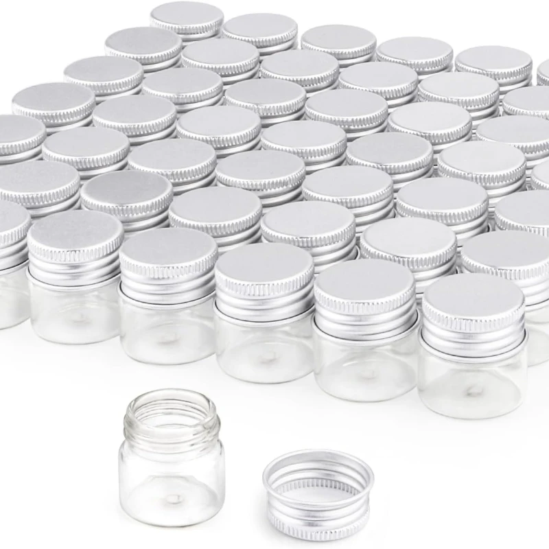 30/50Pcs Mini Clear Mason Jars with Lids, Regular Mouth Tiny Glass Wishing Message Bottles for DIY Crafts Wedding Favors