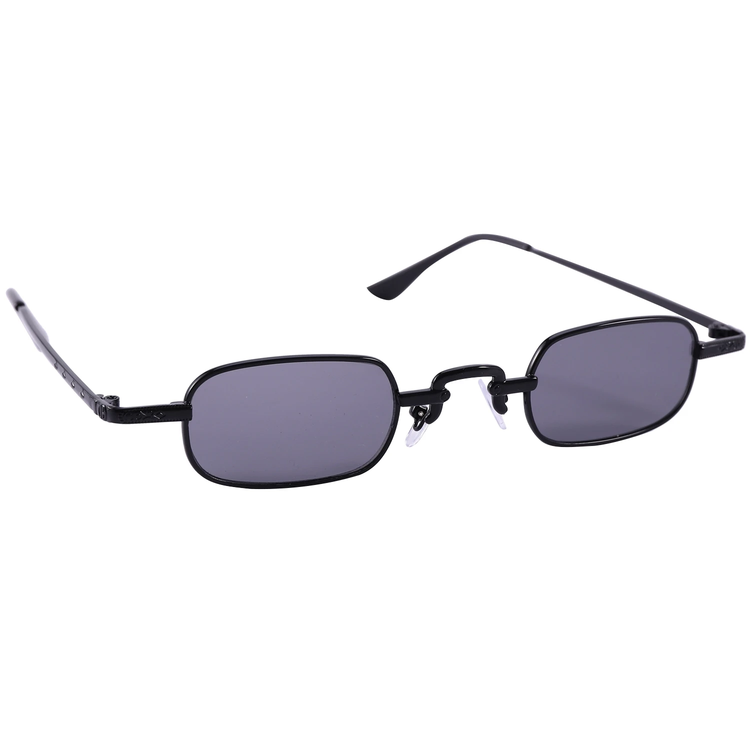 Lunettes de soleil rétro punk pour femmes, lunettes carrées transparentes, monture en métal, noir et gris noir