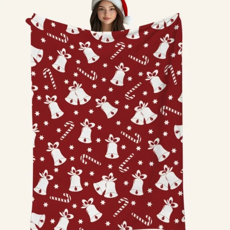 Red Christmas Throw Blanket Snow Globe Santa Snowflake Soft Warm Blanket Xmas Holiday Home Decor Sofa Couch Bed Winter Gift