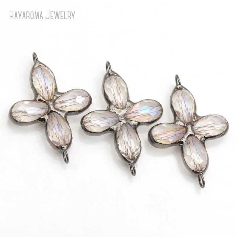 

10Pcs Soldered Angel Aura Crystal Cross Bracelet Connector for Jewellery Making Bag Keyring Keychain Charm Craft Supplies