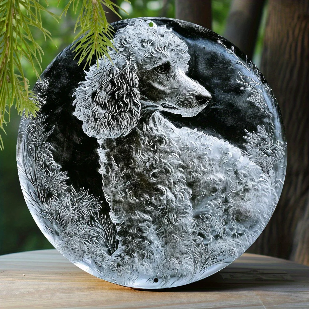 Bedroom Thanksgiving Day Faux Ice Sculpture Window Decoration Round Wreath Sign Decoration Gift Poodle Theme Decoration