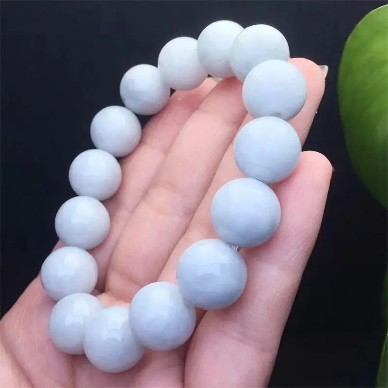 13MM Natural Jadeite Bracelet Women Fashion Round Stone Elegant Healing Strand Bangles Wristband Gift 1PCS