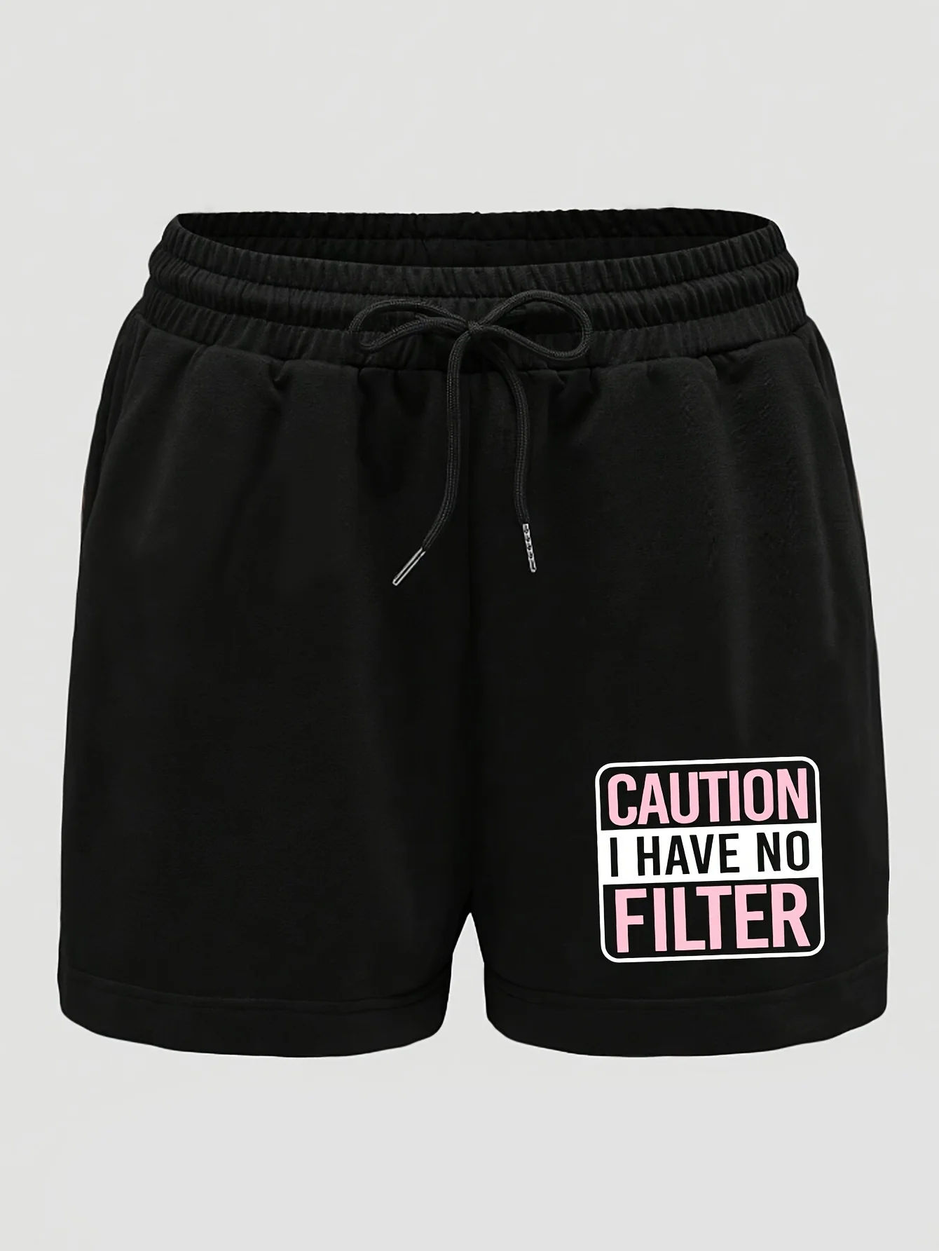 

Women's summer shorts with letter graphic drawstring waist shorts, women's large-sized clothing
