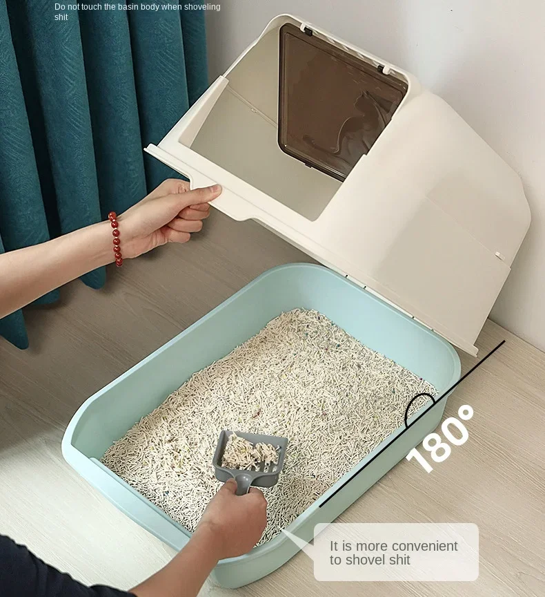 Fully Enclosed Litter Box Litter Scooper Large Kitten Tops Out of Litter-proof Odor-proof Cat Toilet