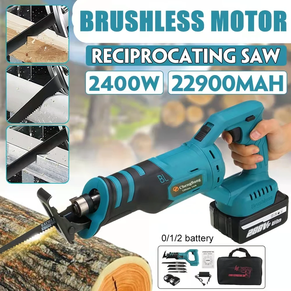 

288VF 2400W Cordless Reciprocating Saw Brushless Electric Saw With Battery Metal Wood Cutting Tool For Makita 18V Battery