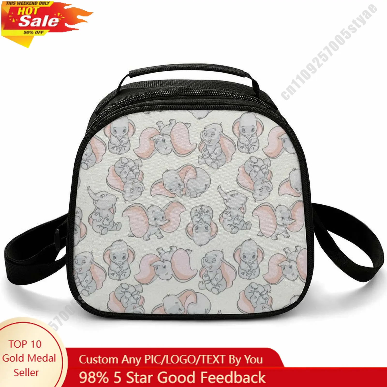 

Dumbo Lunch Bag Disney Animal Patterns Bento Bag Customizable Name Photo Logo Lunchbox Essential Picnic Bag Cosplay