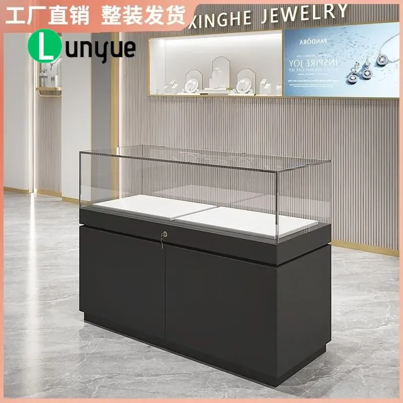Glass Display Cabinet for Jewelry Watches Jade Silver Cultural Relics Showcase Counter with Glass Door Storage Furniture for