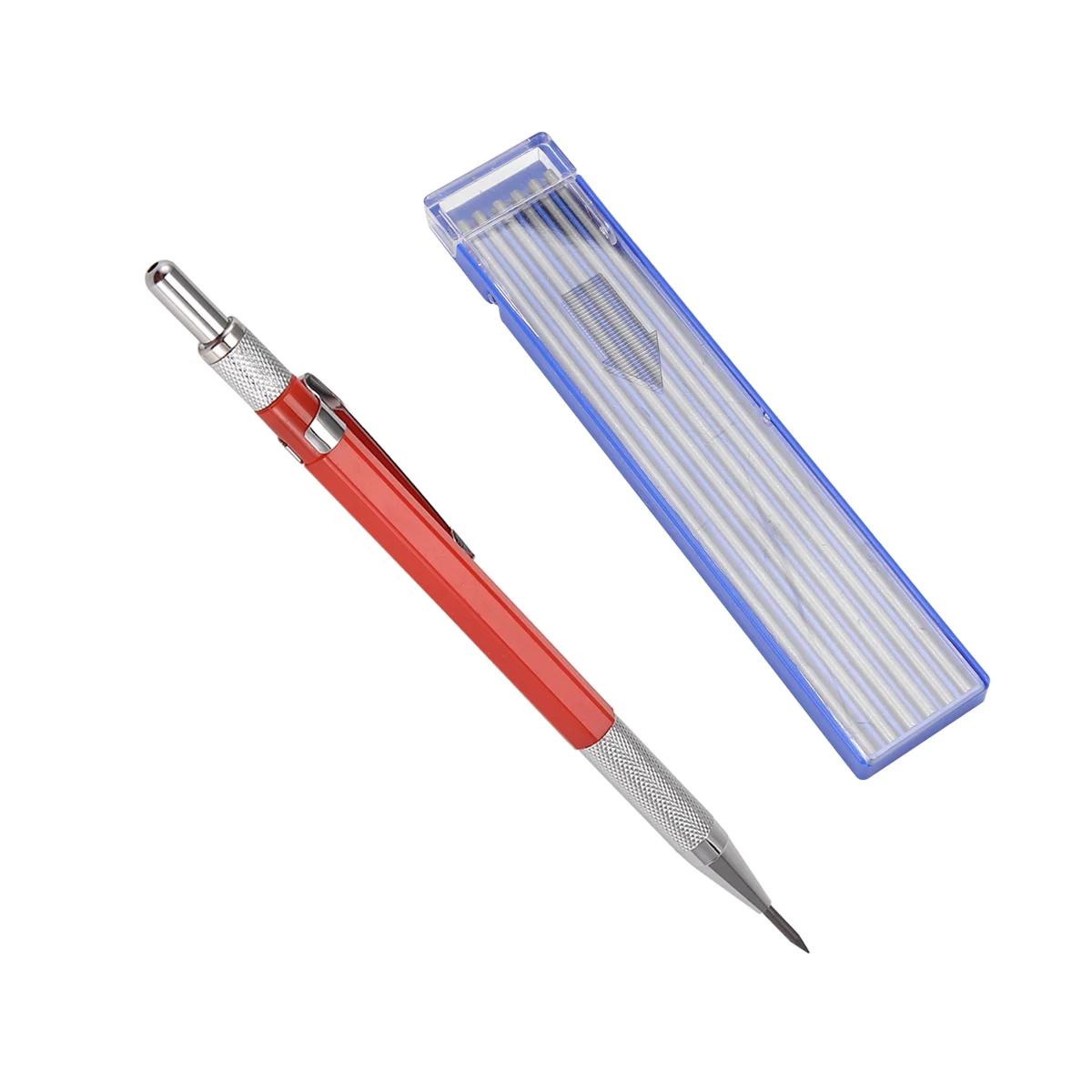 Matita per saldatori durevole con ricariche a striscia d'argento da 12 pezzi, pennarello in metallo Matita per saldatura meccanica Pipefitters, fabbricazione, Rosso