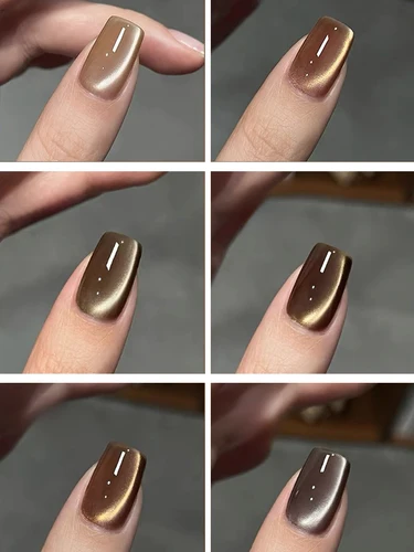 Imagen 2 del producto 1-18 Uds TC más vendidos Nail Art otoño noche ojo de gato Gel esmalte de uñas salón de uñas especial negro inteligente ámbar marrón cuentas de vidrio