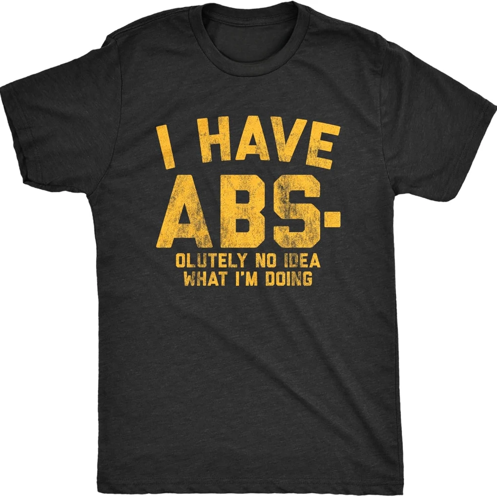 

Мужская футболка «I Have Abs-olutely No Idea What I'm Doing», забавная футболка с рисунком для тренировок и фитнеса для любителей фитнеса, мужская майка