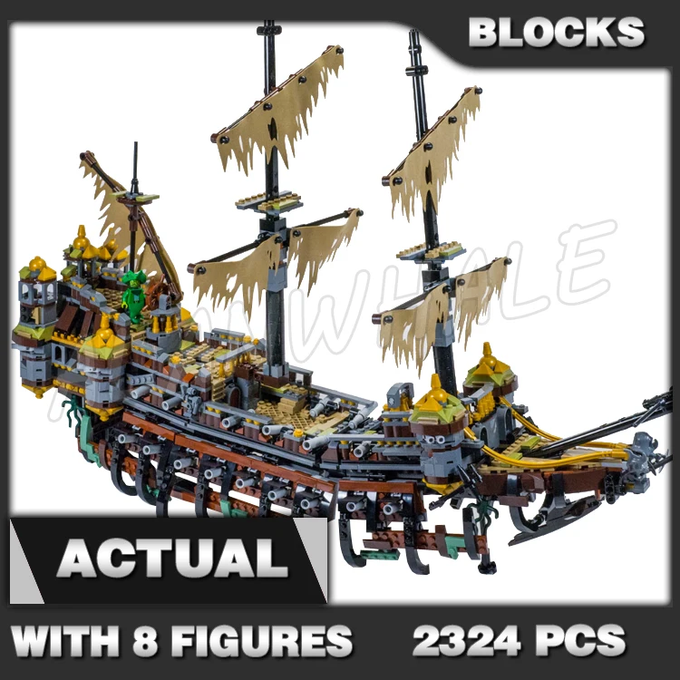 2324pcs Pirates of the Caribbean Silent Mary Ghost Ship Skeleton Hull Captain 16042 Building Block Boy Compatible With Model