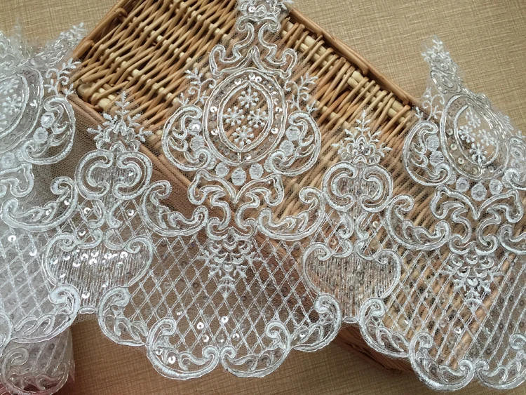 Gorgeous Exquisite Floral Embroidery Hollow Out Lace Trim Boards With Sequins