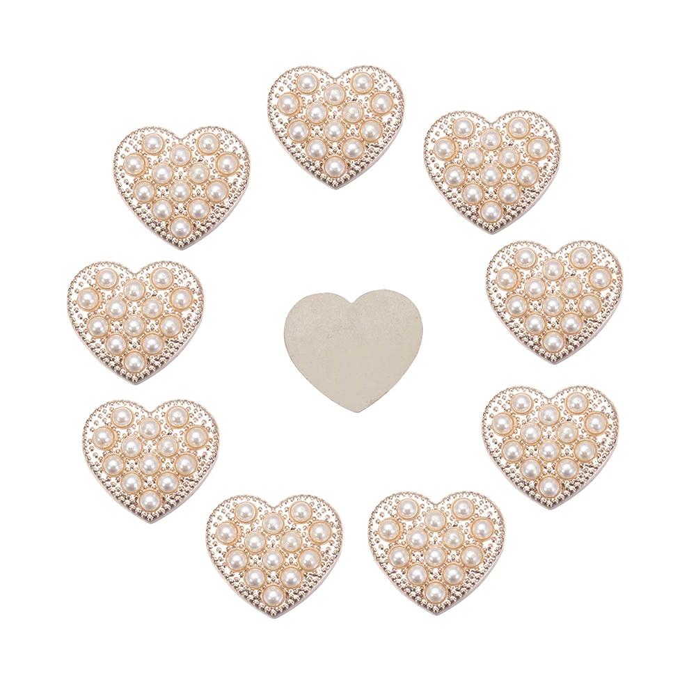 10PCS DIY Craft Hat Accessories Flower-shaped Headwear Accessories Pearl Hairpins Pearl Button Rhinestone Buttons