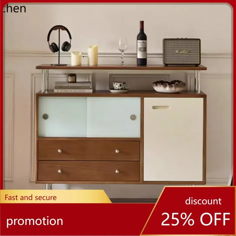 

HXL Solid Wood Sideboard Cabinet Vintage Style Integrated Wall-Mounted Storage Cabinet Living Room Organizer