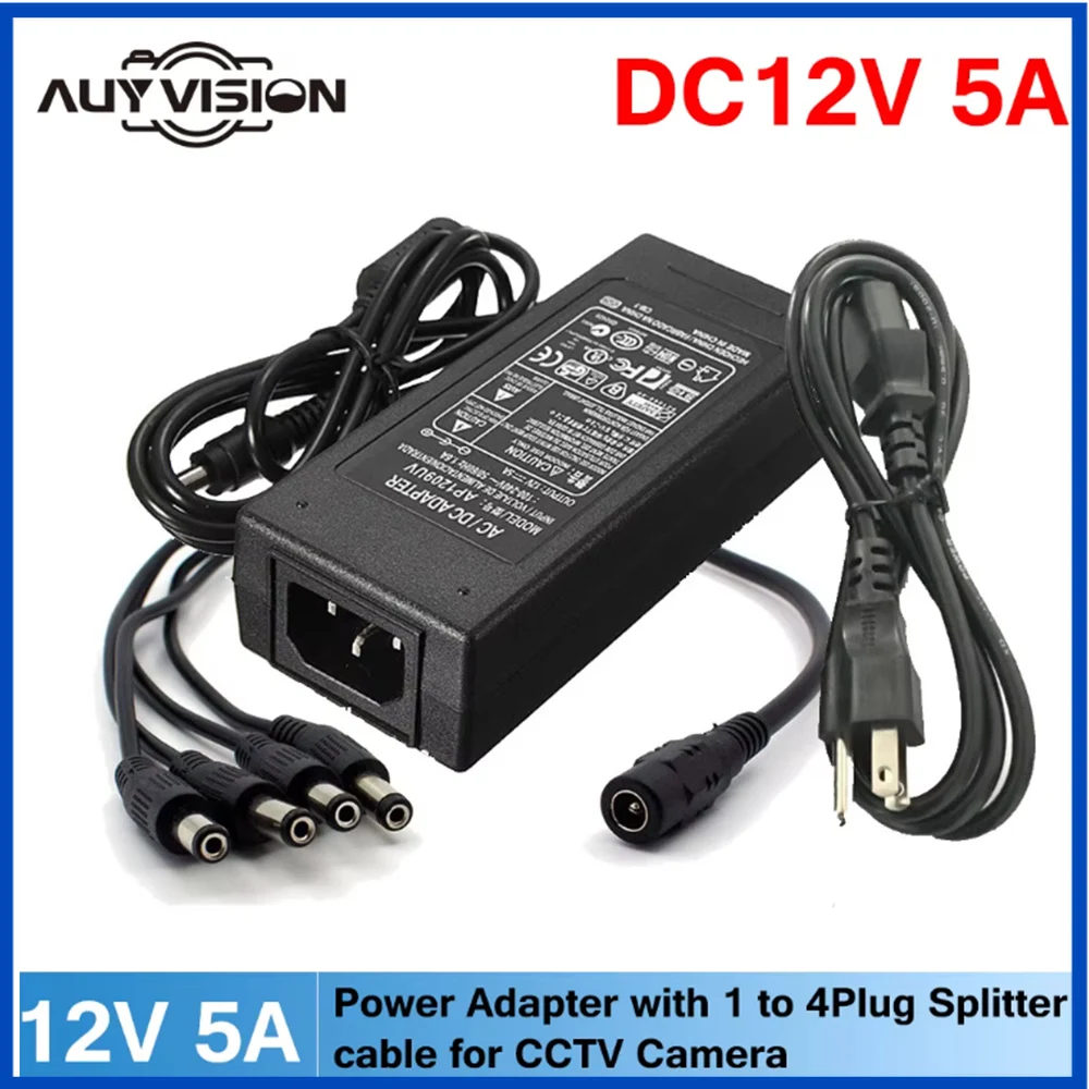 

AUY.VISION 12V 5A 4 Port CCTV Camera AC Adapter Power Supply Box For The CCTV Camera