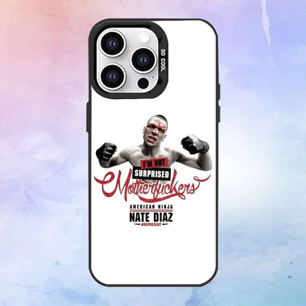 حافظة هاتف N-Nate D-Diaz للملاكمة لهاتف iPhone17,16,15,14,13,12,11 Plus، Pro Max غطاء مقاوم للصدمات باللون الأسود غير اللامع