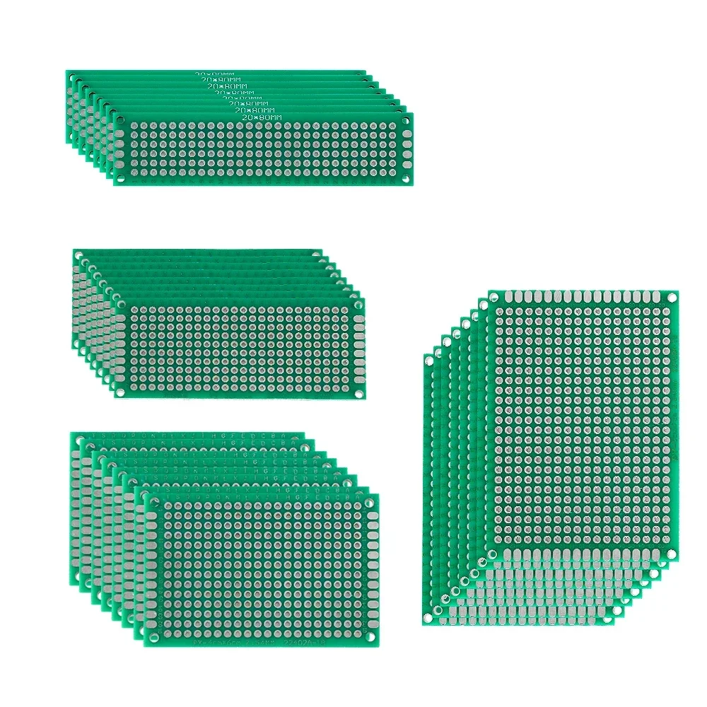 32PCS Double Sided PCB Prototype Kit 4 Sizes 2x8CM 3x7CM 4x6CM 5x7CM Universal Circuit Board for DIY Soldering Projects