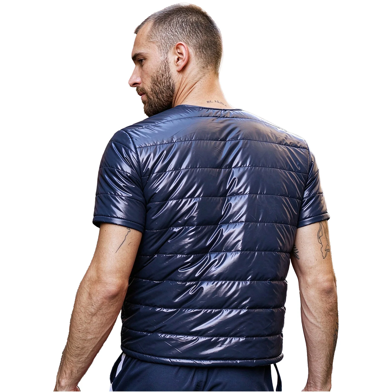 Mens Water-resistant Quilted Jacket Short Sleeve Zipper Front Coat Outerwear for Outings Sports Hiking Cycling Camping Fishing
