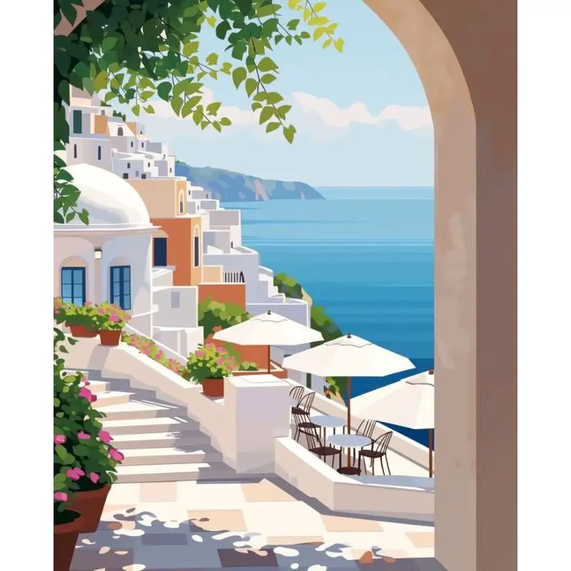 

GATYZTORY Town Paint By Numbers Home Wall Decor Diy Crafts Flower Easy Acrylic on Canvas Handpainted Picture On Numbers