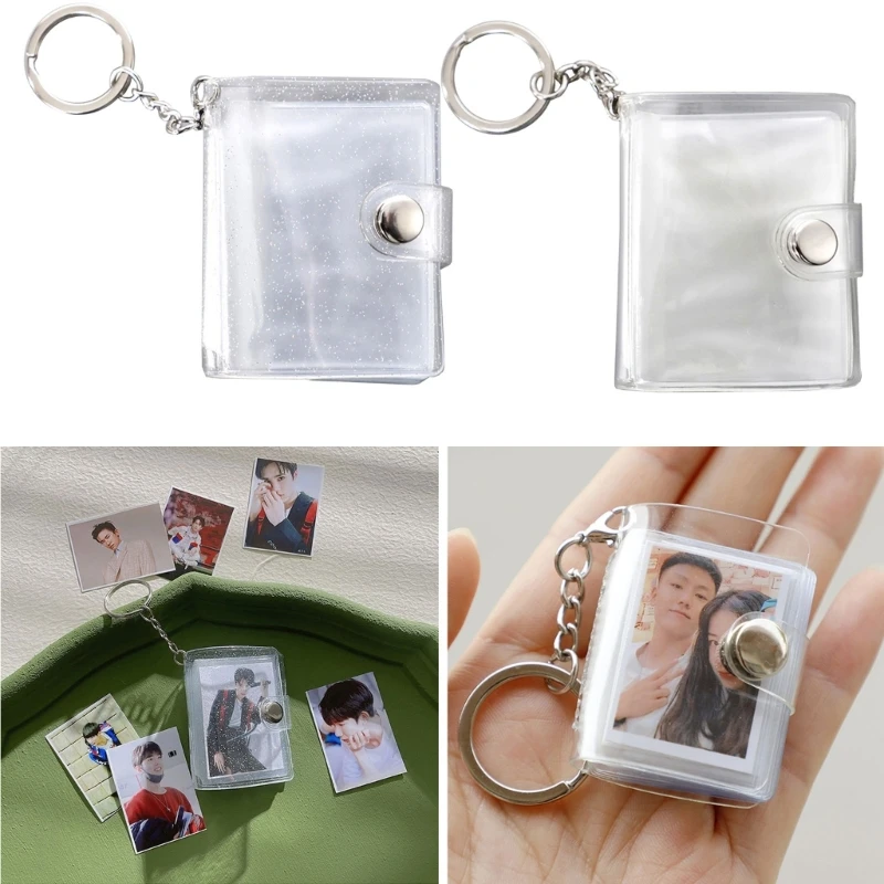 2Inch 16 Pockets Mini Photo Albums Keychain Instant Picture Album Pendant Photo Storage Interstitial Pocket Keyring Lover Memory