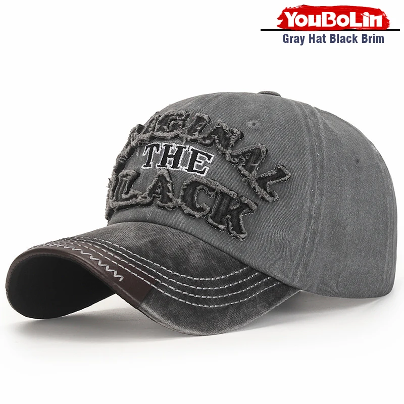 Baumwollbeschichtete Gewaschene Baseballkappe mit Gesticktem 'BLACK' Schriftzug und Aufnähern – Detail 15