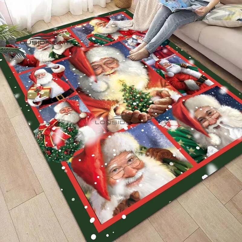 Warm Christmas Rug 3D Printing Decorate Mat Applicable To The Living Room Bedroom Corridor Carpet