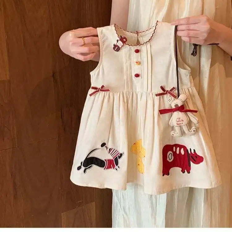 

Girls' Vacation Dress 2025 New Summer Style Fashionable Dress for Children and Baby Girls, Cute Vest Dress