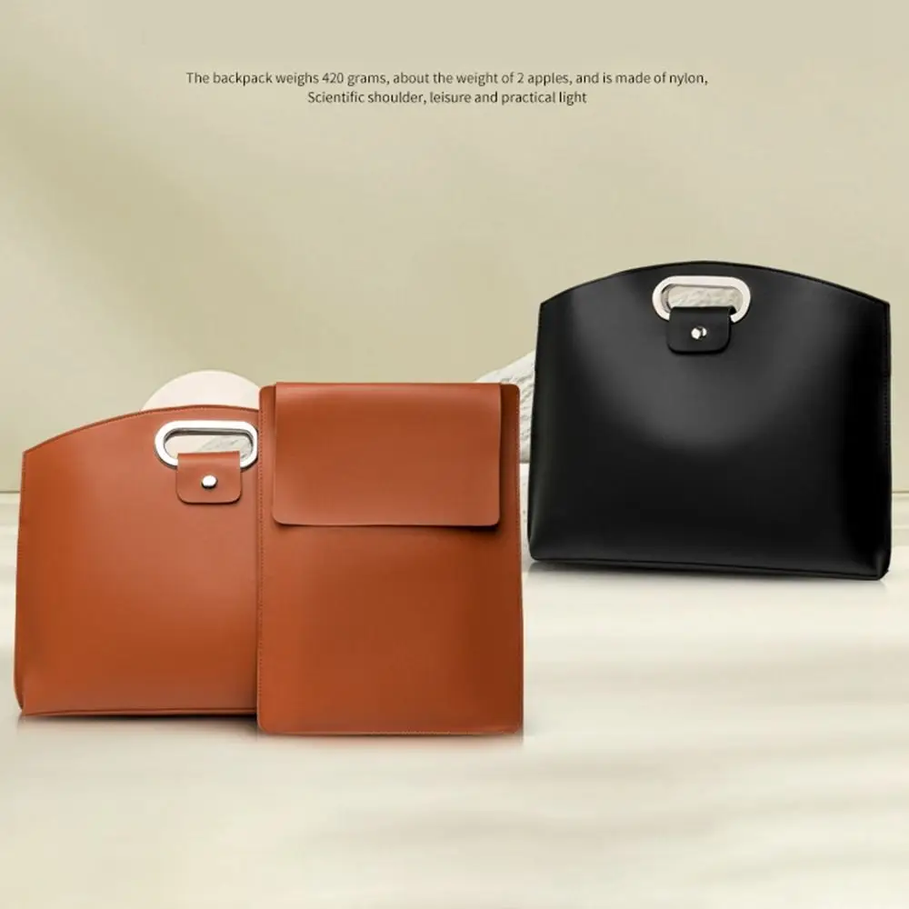 กระเป๋าเอกสารสำนักงาน PU แฟชั่น กระเป๋าใส่แล็ปท็อปสีทึบ กระเป๋าใส่เอกสาร กระเป๋าถือความจุขนาดใหญ่ กระเป๋าคอมพิวเตอร์กลางแจ้ง