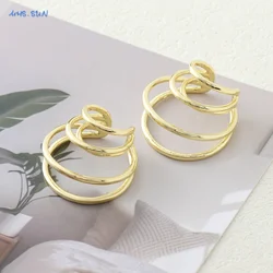SUNSLL Korean Style Multilayer Circular Ear Clip Earrings Gold Plated Irregular Banquet Party Jewelry Gift For Women Girls
