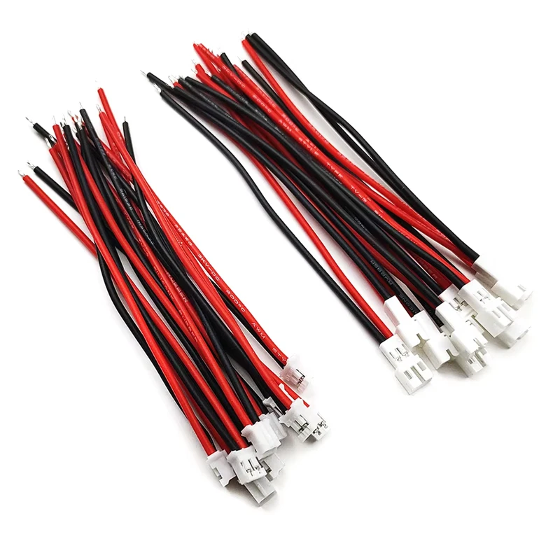 JST PH 2.0mm Pitch 2 Pin Male Female Cable Connector Micro PH 2.0 2P Plug Jack Socket with Soft Silicone Wire Cables 10CM 22AWG