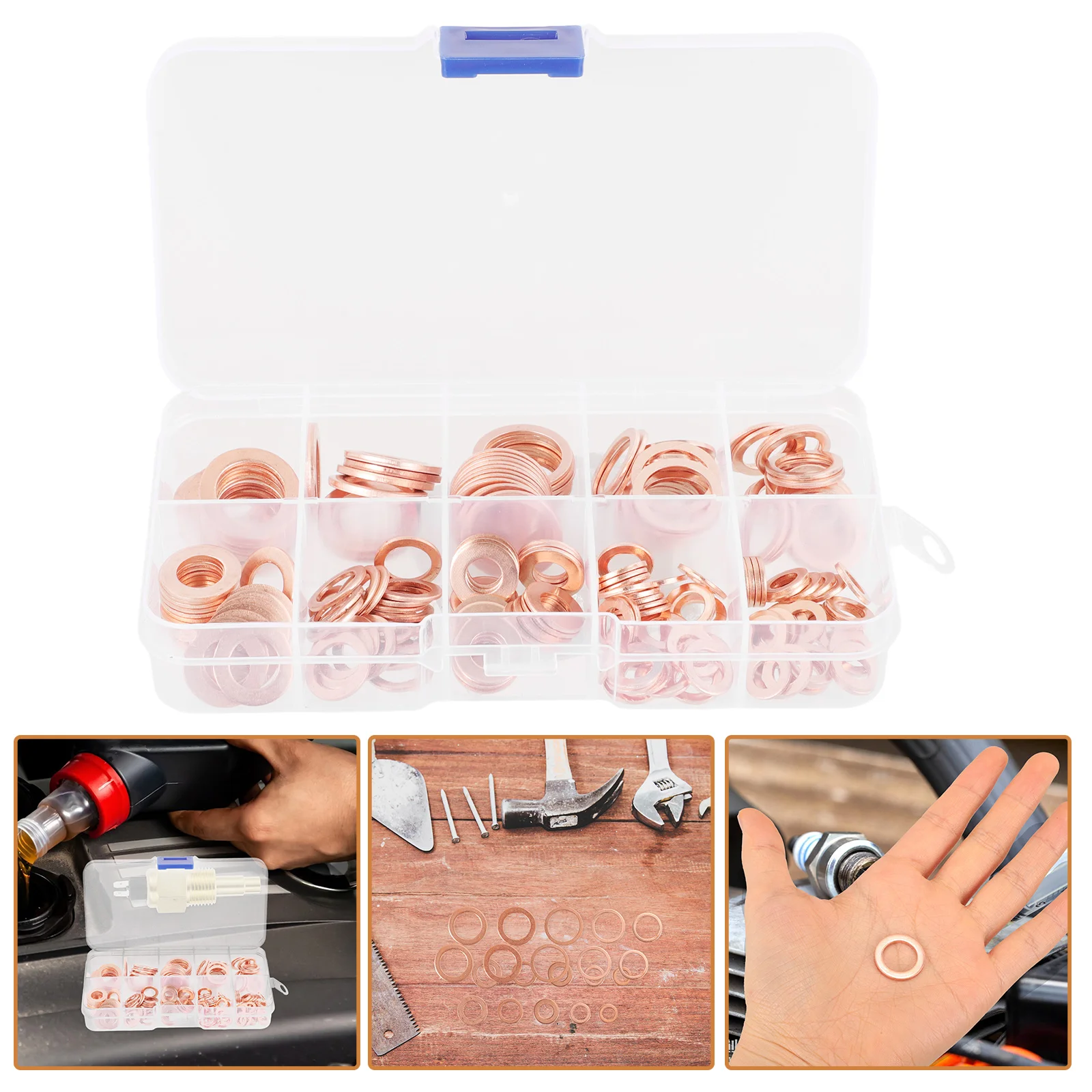 

1 Set Gasket Assortment Seal Copper Sealing Kit M5- Various Sizes Flat Leak Proof Bolt Application Copper Assortment
