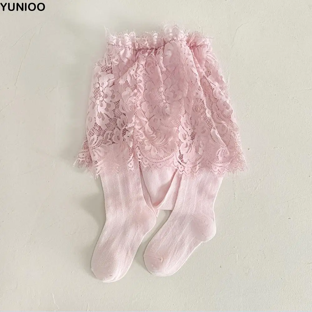 

Cute Baby Girls Lace Tights Children with Skirt Pantyhose Thin Sweet Leggings Princess